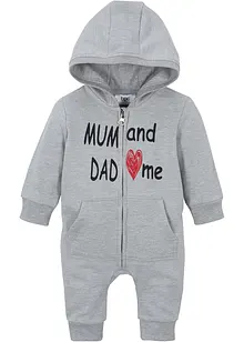 Sweat-jumpsuit med hette for baby, bonprix