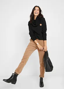 Finstrikket genser med vid, høy hals, bonprix