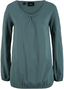 Langermet topp i 100% bomull med strikk, bonprix