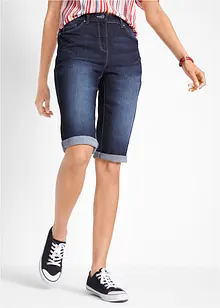 Jeans-bermuda med stretch og oppbrettet nederkant, bonprix