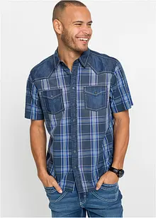 Kortermet skjorte  med denim-besetning, bonprix
