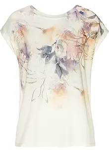 Trikotbluse med blomstertrykk, bonprix