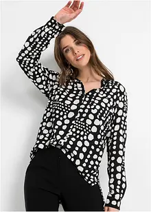 Lang bluse med print av lett viskose, bonprix