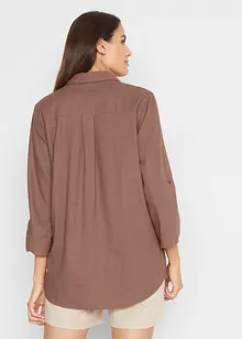 Bluse med 3/4-lang arm og lin, bonprix