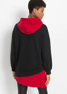 Sweatshirt med hette og asymmetrisk nederkant, bonprix