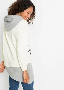 Sweatshirt med hette og asymmetrisk nederkant, bonprix