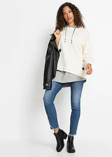 Sweatshirt med hette og asymmetrisk nederkant, bonprix