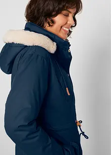 Vattert parkas med fuskepels, bonprix
