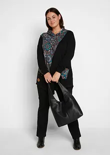 Hettegenser med asymmetrisk kant og patchwork-look, lang arm, bonprix