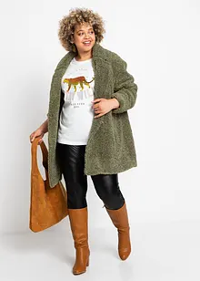 Oversized kort kåpe med ull-look, bonprix