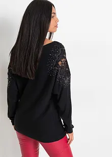 Ribbestrikket genser med strass, bonprix