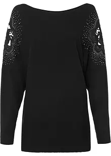 Ribbestrikket genser med strass, bonprix