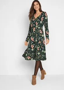 Bomull trikotkjole i omslagsstil, bonprix