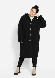 Kåpe i pilé med hette og lommer, bonprix