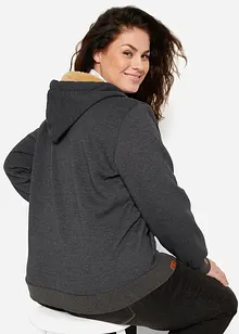 Sweatjakke med hette og teddyfôr, bonprix