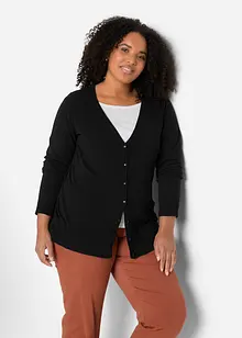 Basic finstrikket cardigan med knappestolpe, bonprix