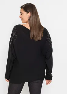 Ribbestrikket genser med strass, bonprix