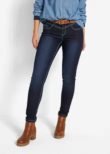 Slim-jeans Mid Waist, kontrastfargede sømmer, bonprix