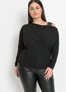 One shoulder-topp med glitter, bonprix