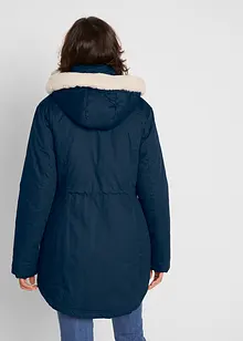 Vattert parkas med fuskepels, bonprix