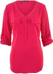 Viskosebluse med V-hals, lang arm, bonprix