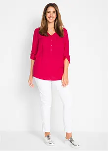 Viskosebluse med V-hals, lang arm, bonprix