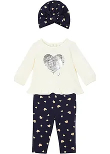 Babytopp+leggings+lue økologisk bomull (3-delt sett) , bonprix