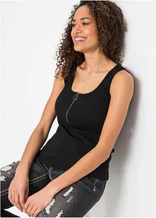 Ribbet topp av ren bomull, bonprix