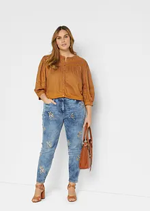 Slim Fit-jeans med blomsterbroderi, bonprix