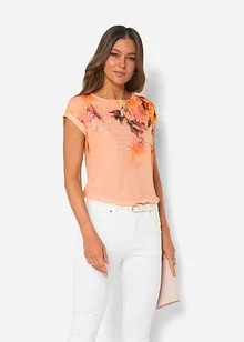 Trikotbluse med blomstertrykk, bonprix