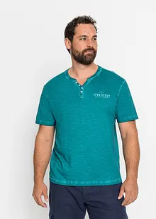 Kortermet Henley T-shirt i vasket optikk, bonprix