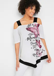 Cold shoulder-topp med print, bonprix