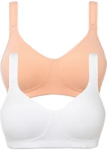 T-skjorte-BH uten bøyle med bomull (2-pack), bonprix