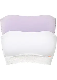 Bandeau-BH med økologisk bomull (2-pack), bonprix