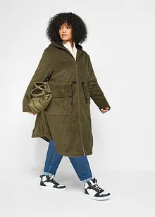 Cord-kåpe med hette med teddy-fleece, i ren bomull, bonprix