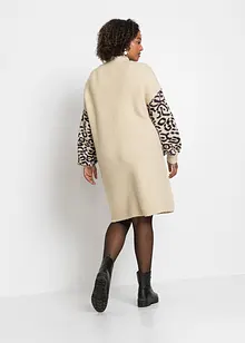 Oversized strikket kjole med leo-mønster, bonprix