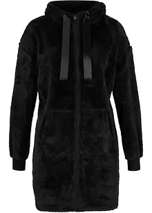 Loungewear langermet fleece-kosejakke med hette, bonprix