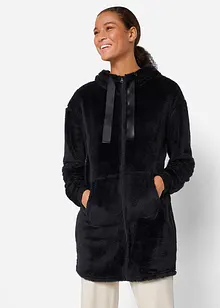 Loungewear langermet fleece-kosejakke med hette, bonprix