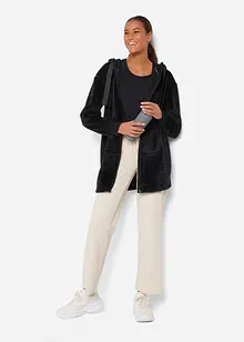 Loungewear langermet fleece-kosejakke med hette, bonprix