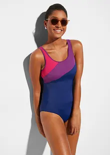 Sporty badedrakt med innfellinger i kontrastfarge, bonprix