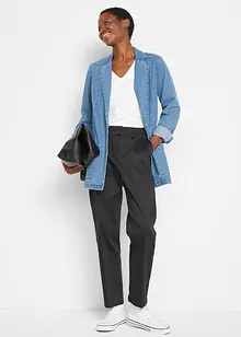 Oversized lang jeansblazer med smock-innfelling på siden, bpc bonprix collection