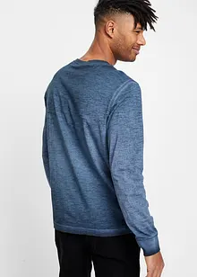 Henley T-shirt av økologisk bomull i vasket look, lang arm, bonprix