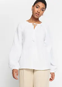 Musselinbluse i bomull, bonprix