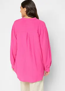 Oversized lang musselin-bluse av bomull med splitt i sidene, bonprix