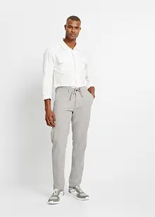 Regular Fit-pull on-bukse i chinos-modell med lin, Straight, bonprix