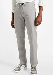 Regular Fit-pull on-bukse i chinos-modell med lin, Straight, bonprix