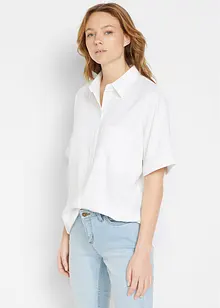 Oversized bluse med kort arm og lin, bonprix