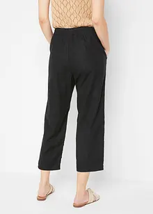 High Waist 3/4-lang bukse med lin og komfortlinning, bonprix