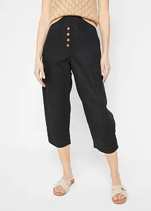 High Waist 3/4-lang bukse med lin og komfortlinning, bonprix