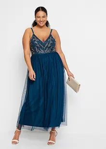 Kjole med  stropper og perlebroderi, bonprix